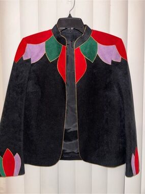 Vintage Lloyd Williams Ultra Suede Patchwork Jacket Skirt Suit, 1980's
